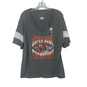 Kansas City Chiefs Super Bowl LIV Champions Tshirt Womens 2XL Gray New NFL